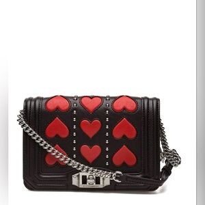 Rebecca Minkoff Women's Black and Red Heart Small Love Cross Body Bag NEW!